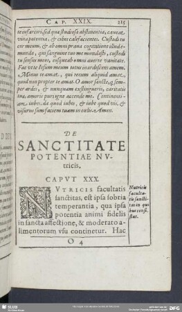 De Sanctitate Potentiae Nutricis. Caput XXX.