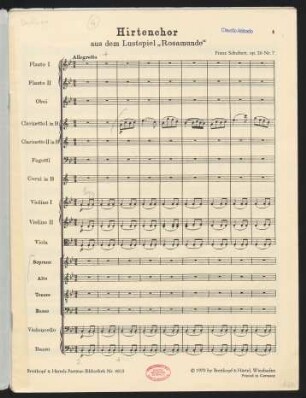 Hirtenchor aus dem Lustspiel "Rosamunde" : Op. 26 Nr. 7