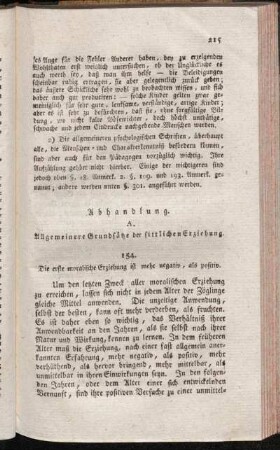 A. Allgemeinere Grundsätze der sittlichen Erziehung.
