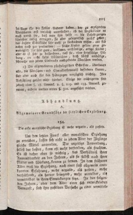 A. Allgemeinere Grundsätze der sittlichen Erziehung.
