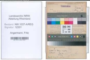 Entnazifizierung Fritz Angermann , geb. 00.00.0000 (Bankinspektor)