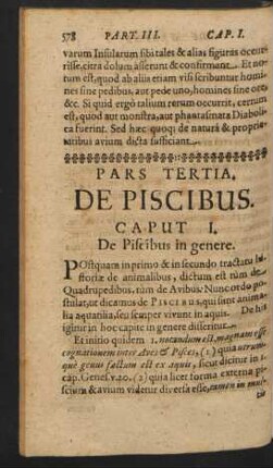 Pars Tertia. De Piscibus.
