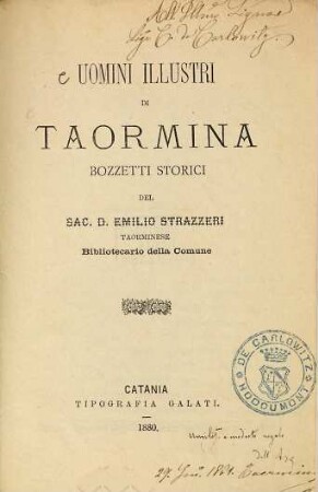 Uomini illustri di Taormina : Bozzetti storici