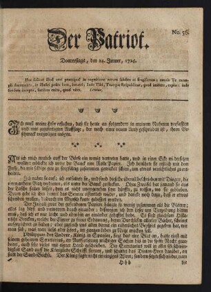 No. 56. Donnerstags, den 24. Jenner, 1725