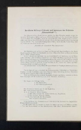 Revidierte Stiftungs-Urkunde und Satzungen der Heilstätte "Edmundsthal".