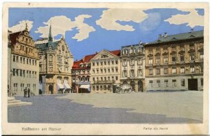 "Partie am Markt" - Marktplatz, Ostseite mit Hotel Falken, Haus Zehender, Rauchsches Palais