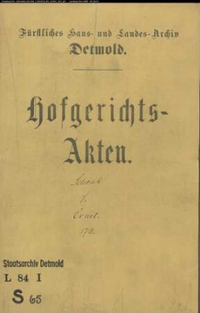 Schenk, Friedrich zu Lemgo gegen Christian Cruel zu Lemgo in sp. Ernsting zu Hagen und Behning in Retzen - Schuldforderung