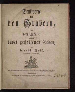 Denkworte bei den Gräbern : samt dem Inhalte einiger dabei gehaltenen Reden