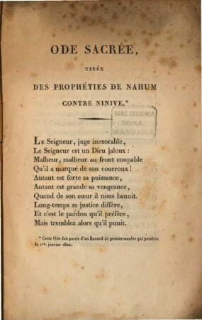 Ode sacrée, tirée des prophéties de Nahum contre Ninive