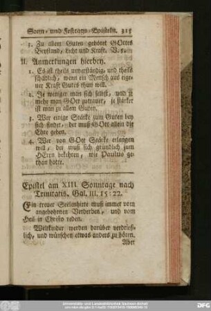 Epistel am XIII. Sonntage nach Trinitatis. Gal. III, 15 - 22.