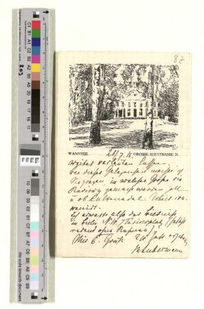 Postkarte an Gustav Schiefler