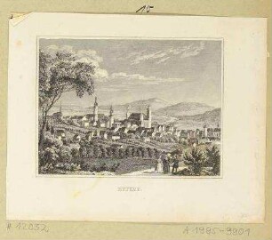 Stadtansicht von Zittau in der Oberlausitz von Nordwesten, aus Schiffners Beschreibung von Sachsen um 1840