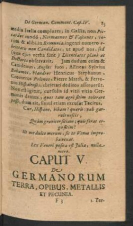 Caput V. De Germanorum Terra, Opibus, Metallis Et Pecunia.