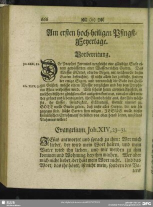 Am ersten hoch-heiligen Pfingst-Feyertage