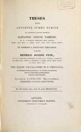 Theses. 1880/81, Fac. Theol.