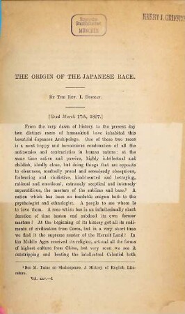 Transactions of the Asiatic Society of Japan, 25. 1897