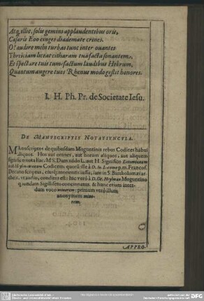 De Manuscriptis Notatiuncula