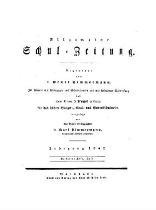 Titelblatt für Juli 1842 : [Heft 104 - 121]