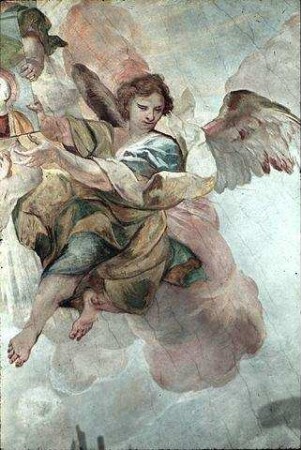 Pilger folgen dem von Engeln getragenen Gnadenbild der "Mutter vom guten Rat" von Genazzano