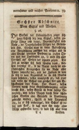 Sechster Abschnitt. Vom Schlaf und Wachen.