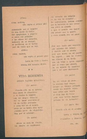 Vida bohemia : (Gran tango milonga)