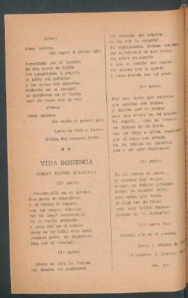 Vida bohemia : (Gran tango milonga)