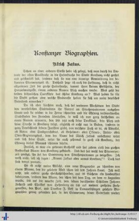 Konstanzer Biographien. Ulrich Zasius.