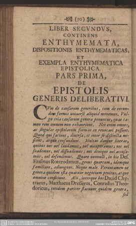 Liber Secundus, Continens Enthymemata, Dispositiones Enthymematicas Et Exempla Enthymematica Epistolica
