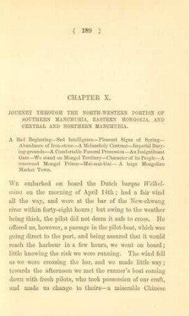 Chapter X. Journey through the North-western portion of Southern Manchuria, Eastern Mongolia, and Central and Northern Manchuria
