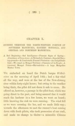 Chapter X. Journey through the North-western portion of Southern Manchuria, Eastern Mongolia, and Central and Northern Manchuria