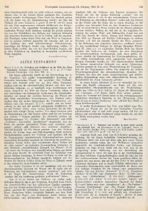 744-747 [Rezension] Thompson, Robert J., Penitence and sacrifice in early Israel outside the levitical law