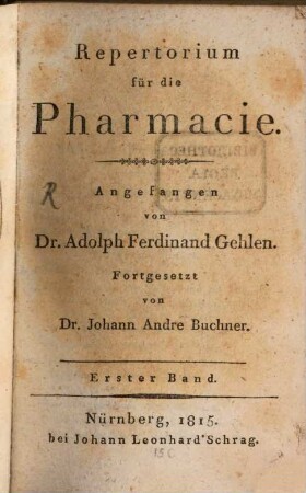 Repertorium für die Pharmacie. 1. 1815