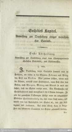 Sechstes Kapitel. Anweisung zur Darstellung einiger weinähnlicher Getränke