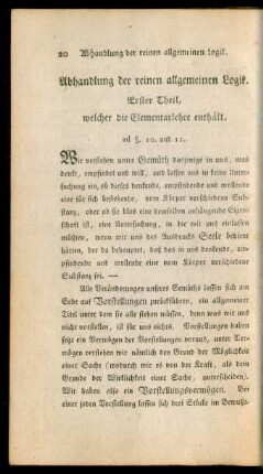 Abhandlung der reinen allgemeinen Logik. Erster Theil, welcher die Elementarlehre enthält