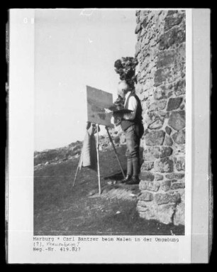 Carl Bantzer beim Malen in der Umgebung (Frauenberg?)