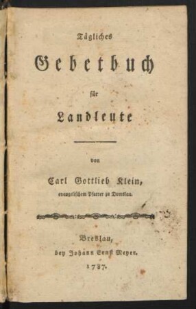 Tägliches Gebetbuch für Landleute