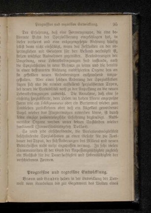 Progressive und regressive Entwicklung.