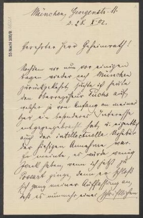 Brief an Ludwig Strecker <senior> und B. Schott's Söhne : 28.10.1902