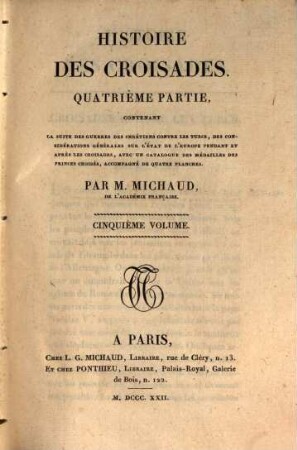 Histoire des Croisades, 5