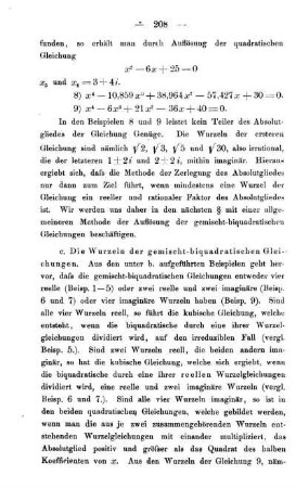 c. Die Wurzeln der gemischt-biquadratischen Gleichungen.