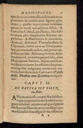 Caput II. De Natura Seu Essentia stibii.
