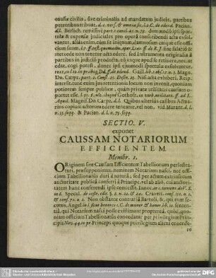 Sectio V. exponet Caussam Notariorum Efficientem
