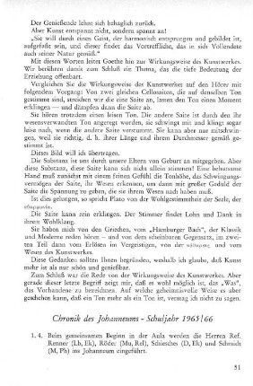 Chronik des Johanneums - Schuljahr 1965/66