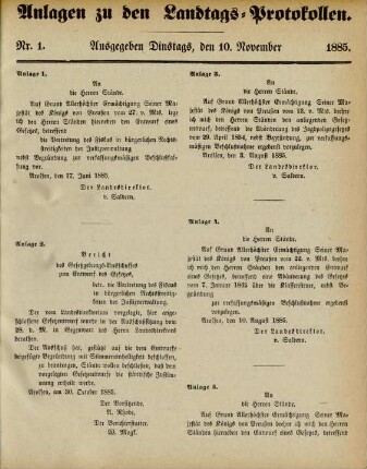 1885: Verhandlungen des Landtags der Fürstentümer Waldeck und Pyrmont / Staat Waldeck Landtag. - Mengeringhausen