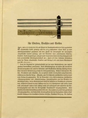 Unsere Zeitung. Ihr Werden, Wachsen und Wollen.