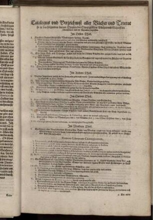 Catalogus und Verzeichnuß aller Bücher und Tractat ...