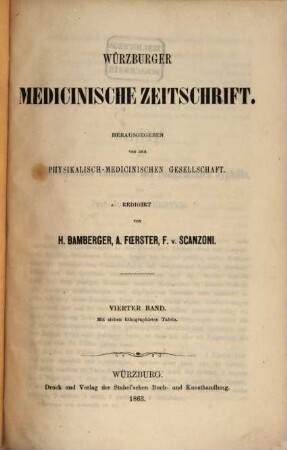 Würzburger medicinische Zeitschrift. 4. 1863