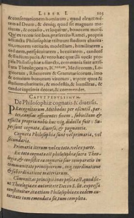 Caput Penultimum. De Philosophiae cognatis & diversis.