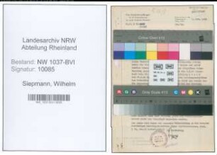 Entnazifizierung Wilhelm Siepmann , geb. 11.04.1902 (Angestellter)