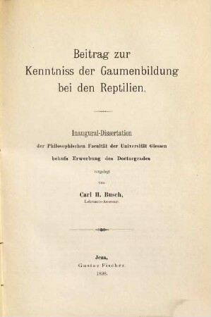 Beitrag zur Kenntniss der Gaumenbildung bei den Reptilien